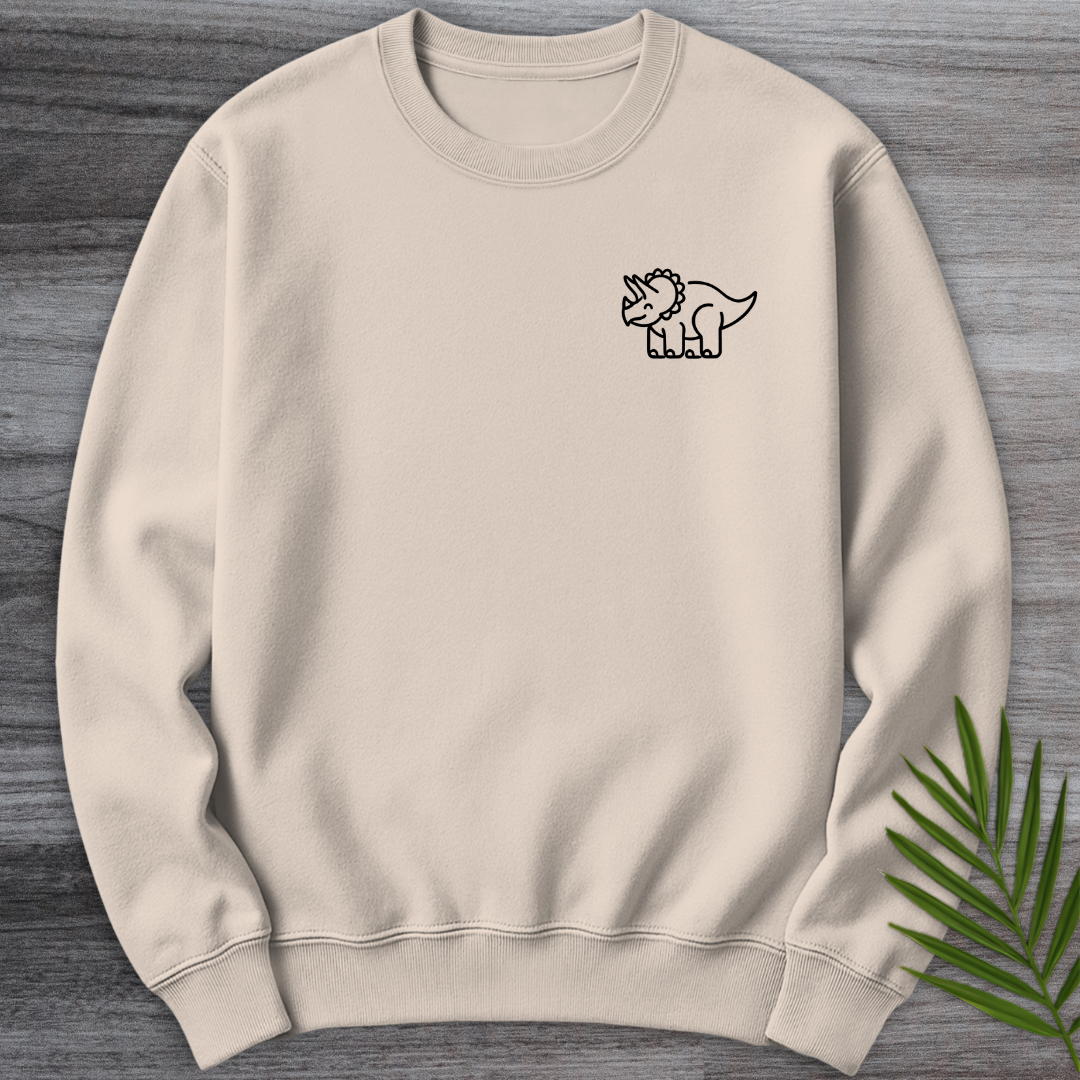Minimalist Triceratops Line-Art Crewneck