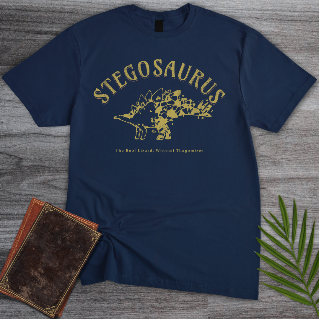 Stegosaurus Whomst Thagomizes T-Shirt