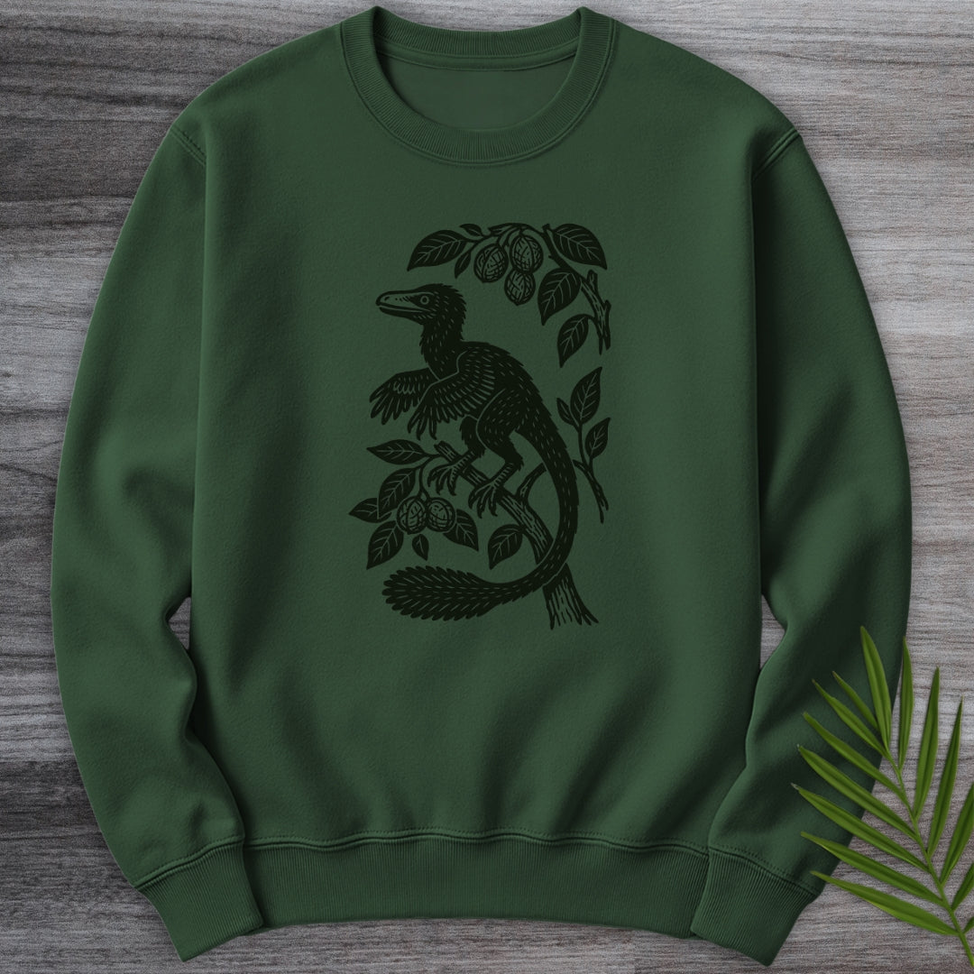 Microraptor Among Leaves Crewneck