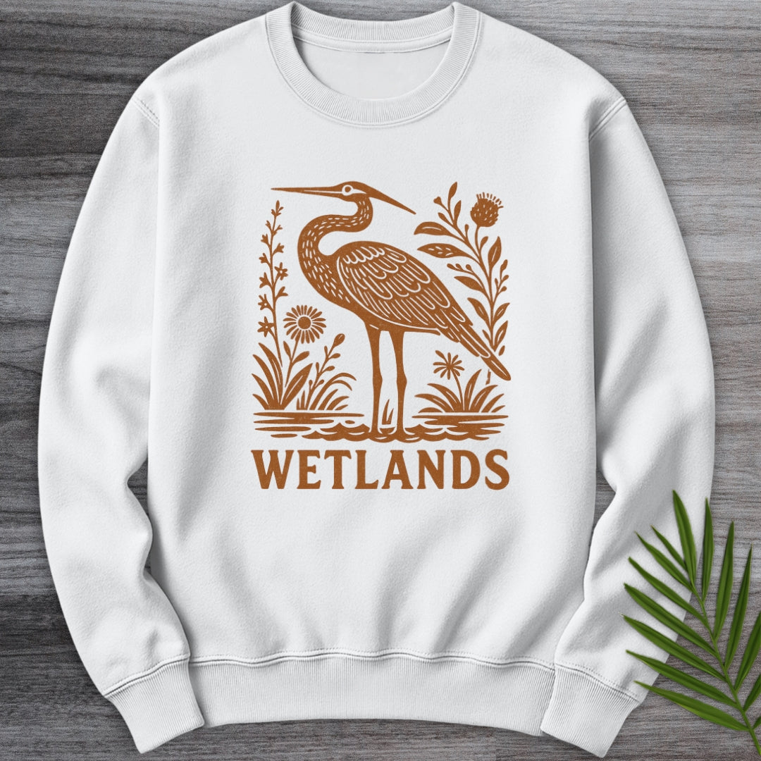 Wetland Heron Flora Crewneck