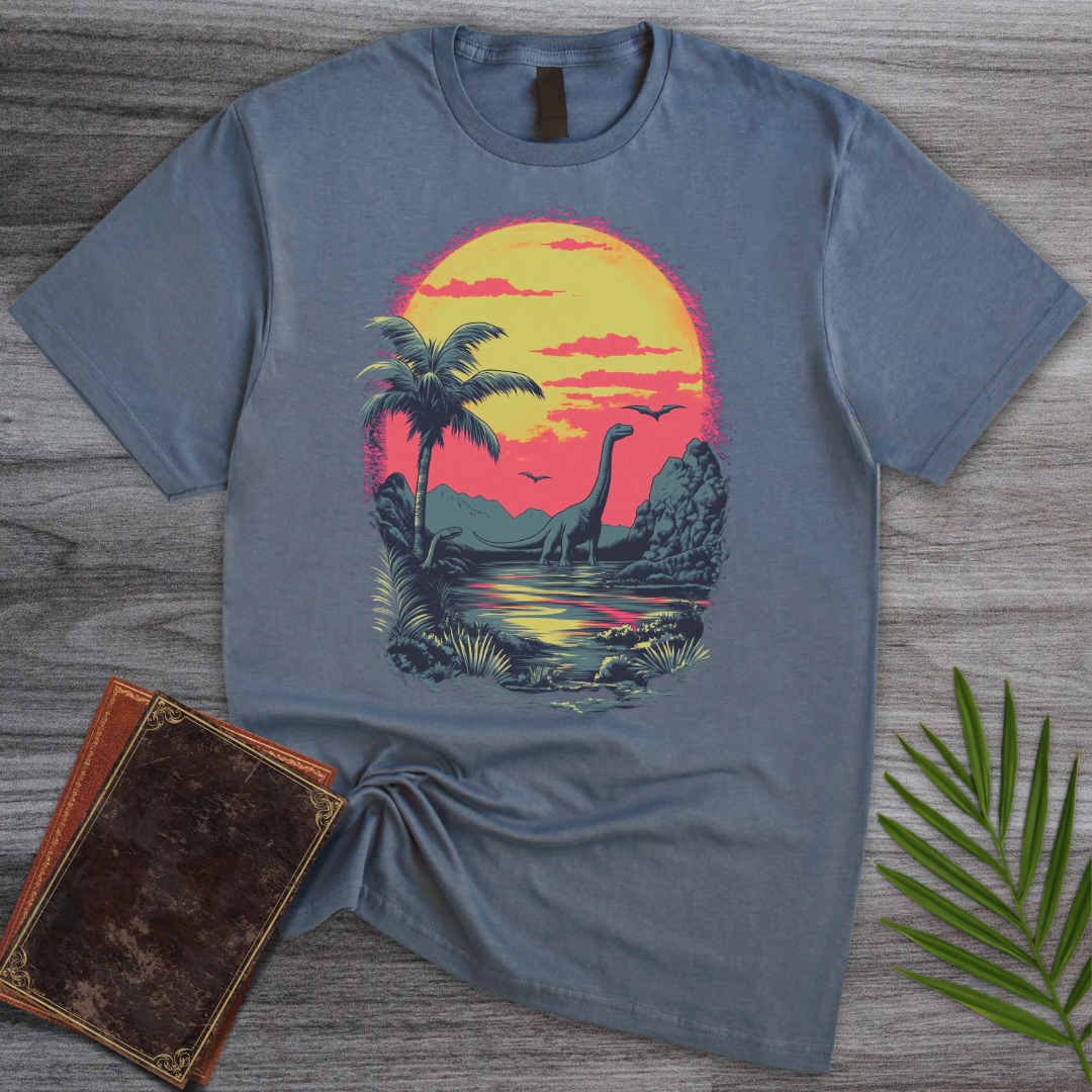 Retro Sunset 1980's Brachiosaurus T-Shirt
