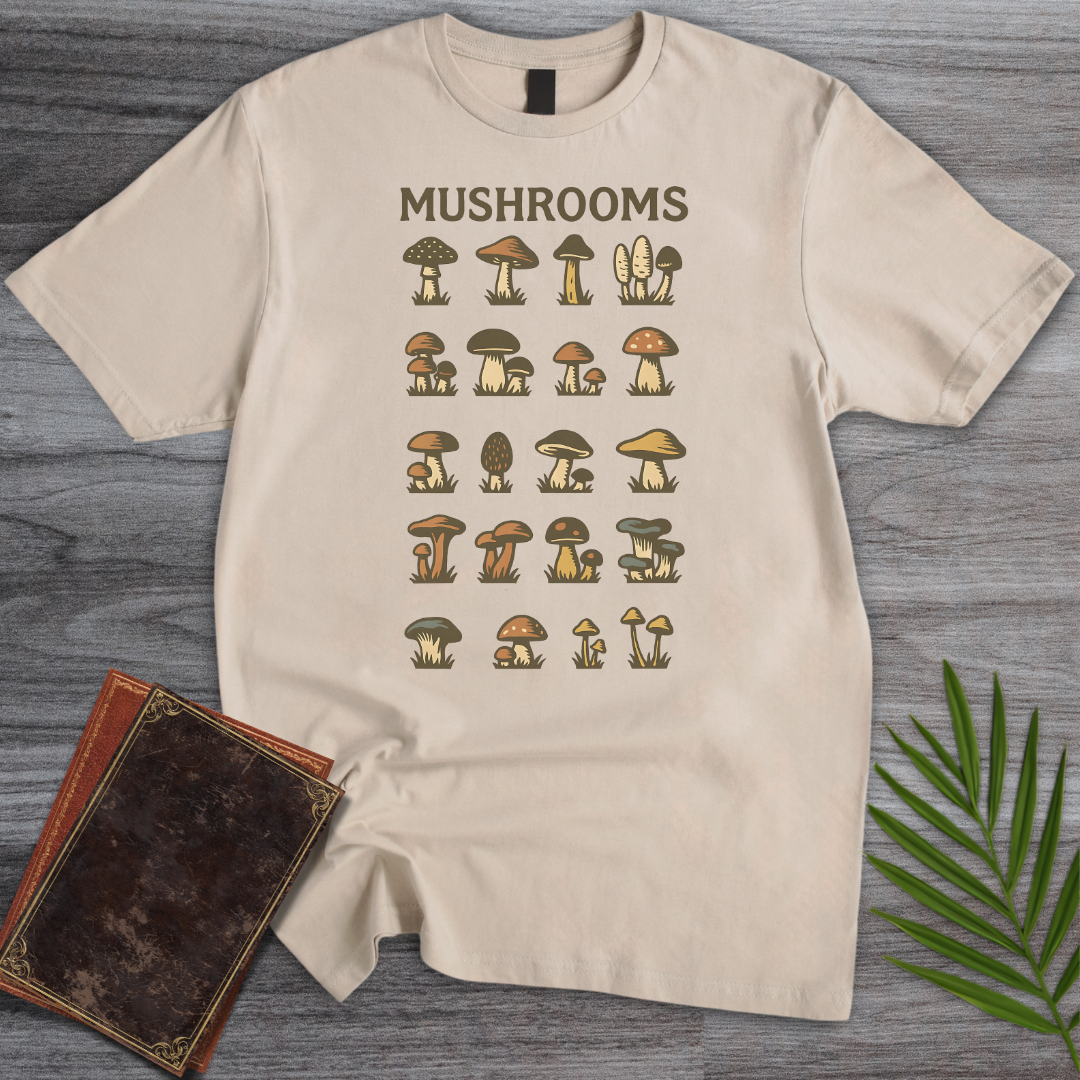 Vintage Illustrated Mushroom Guide T-Shirt