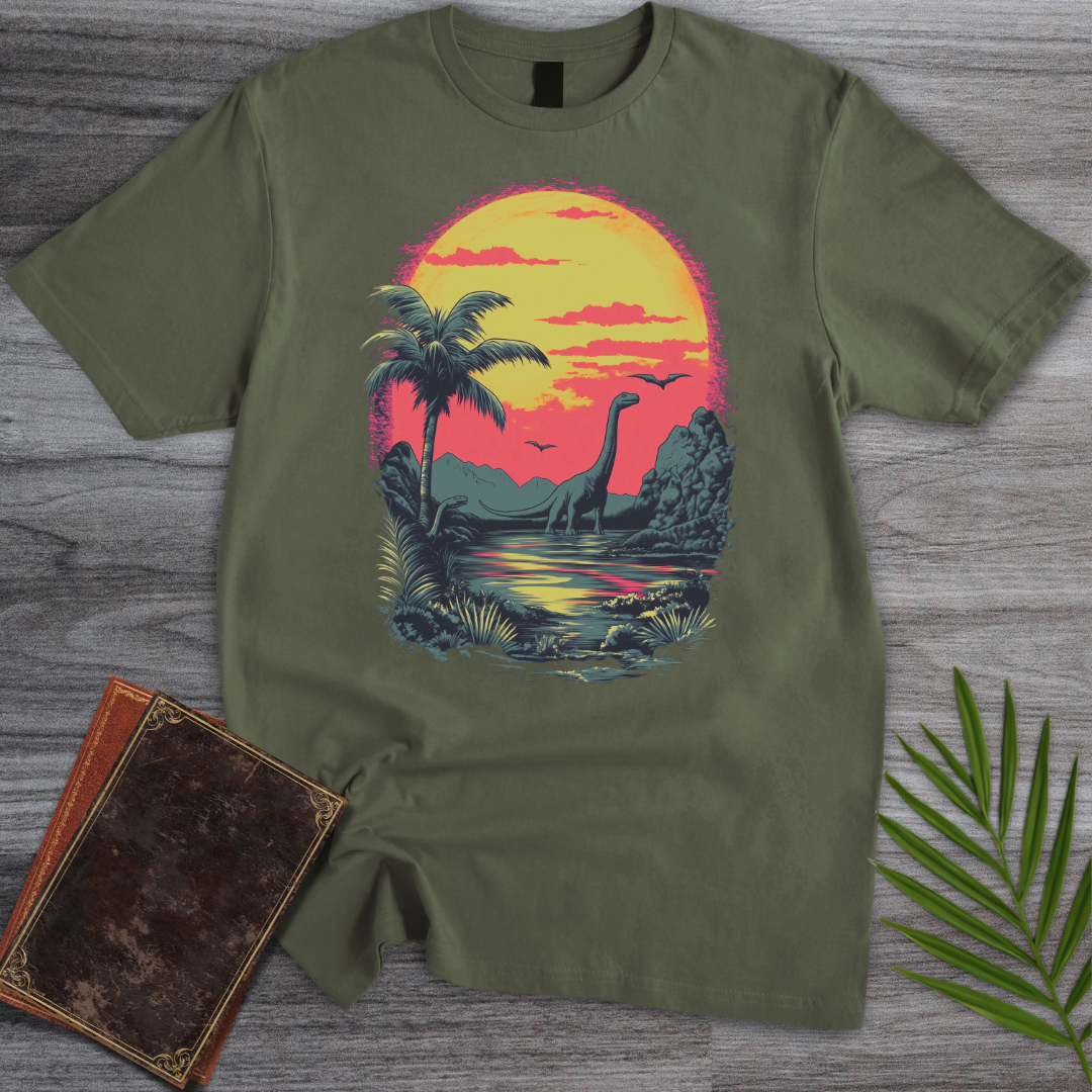 Retro Sunset 1980's Brachiosaurus T-Shirt