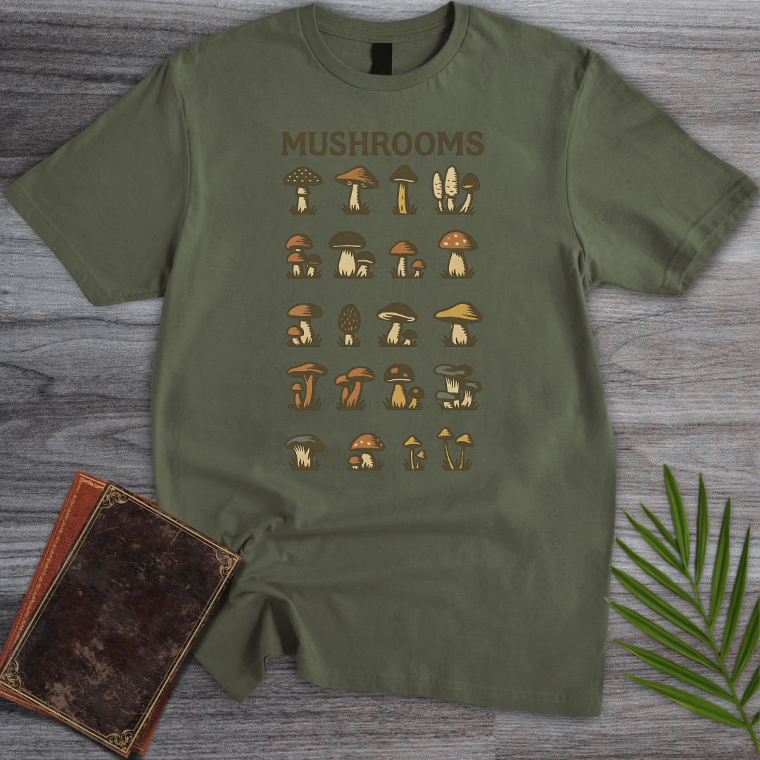 Vintage Illustrated Mushroom Guide T-Shirt