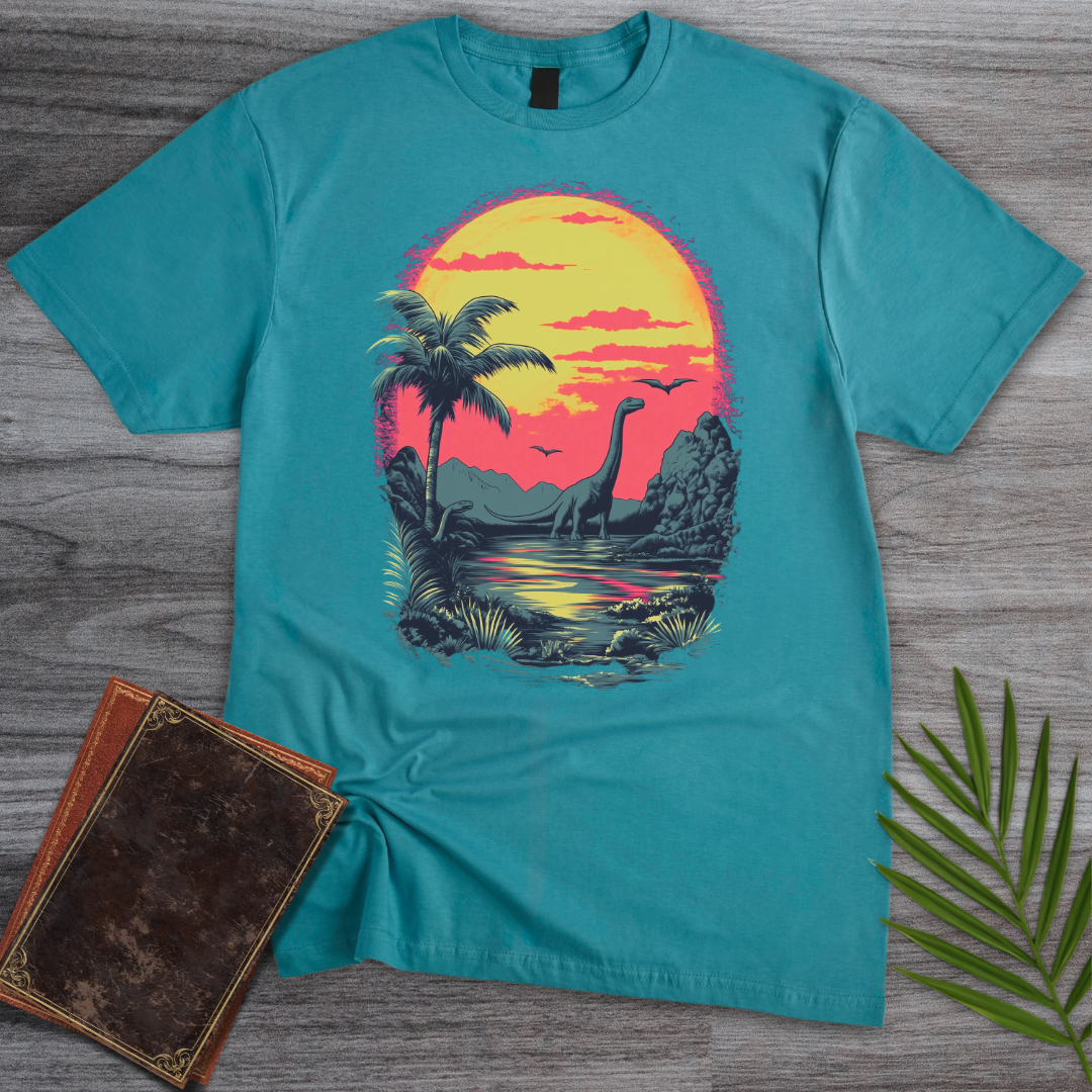 Retro Sunset 1980's Brachiosaurus T-Shirt