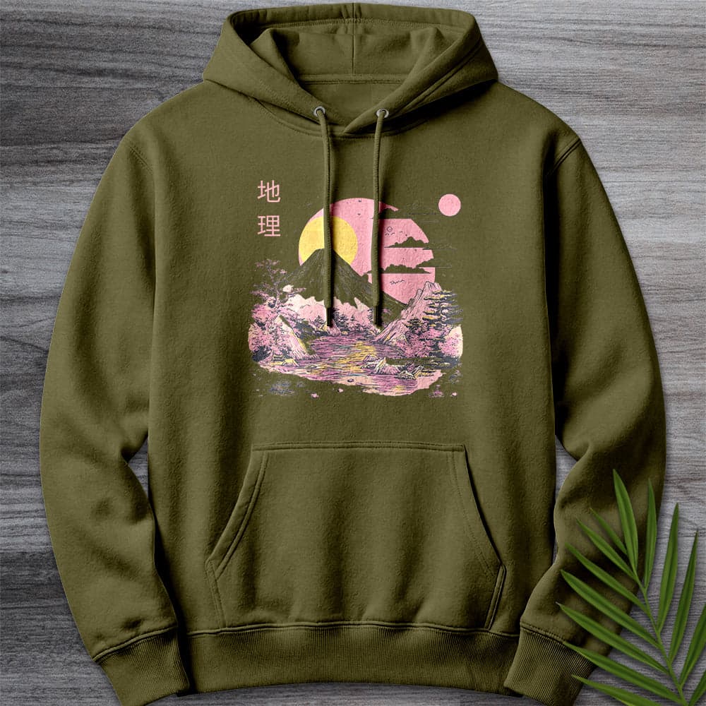 Hoodie M / Army Green 1980's Geography Aesthetic Graphic Premium Hoodie