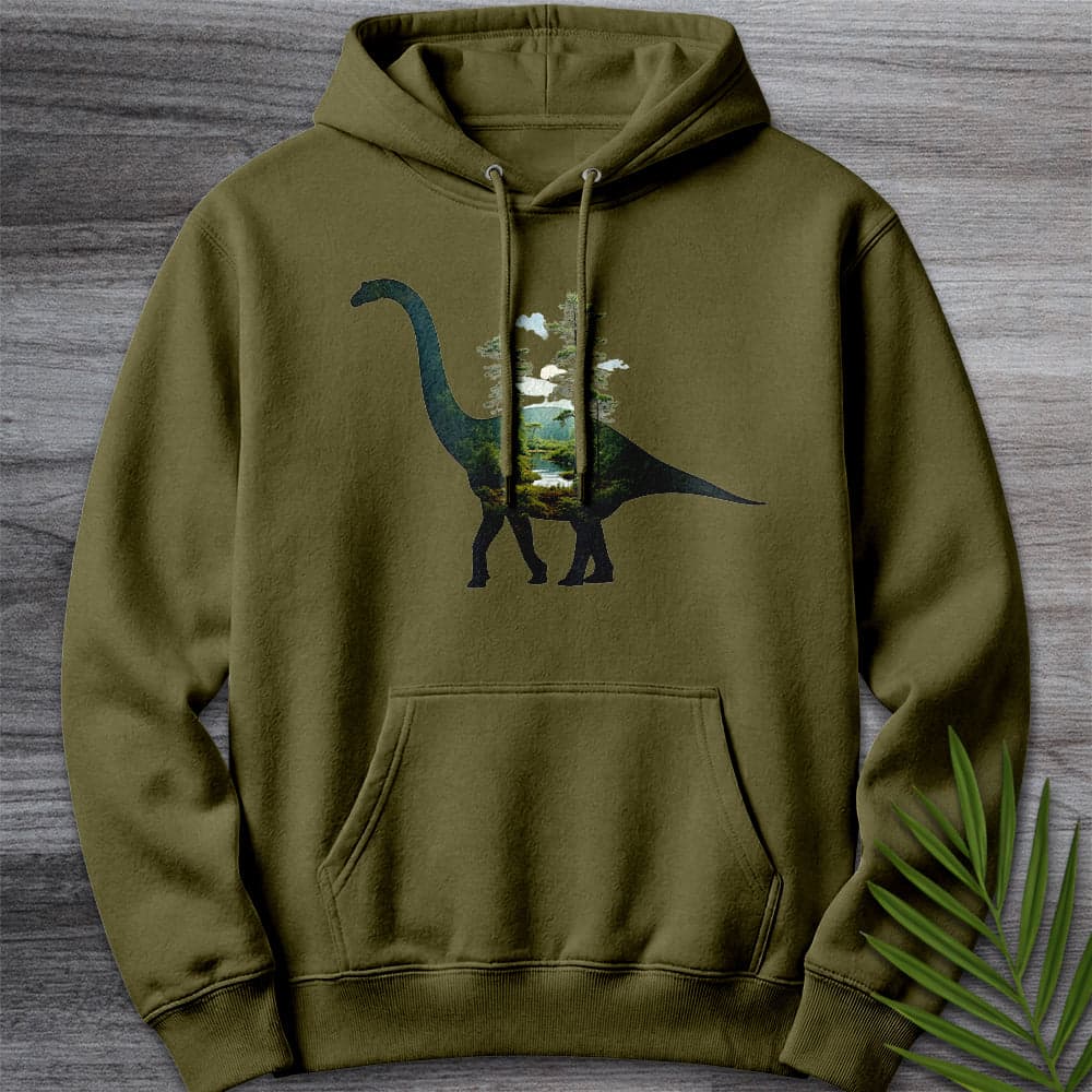 Hoodie M / Army Green Brachiosaurus Environment Silhouette Premium Hoodie