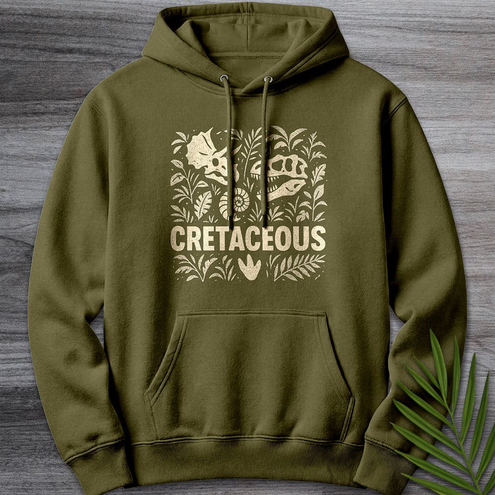 Hoodie M / Army Green Cretaceous Fossil Elements Premium Hoodie