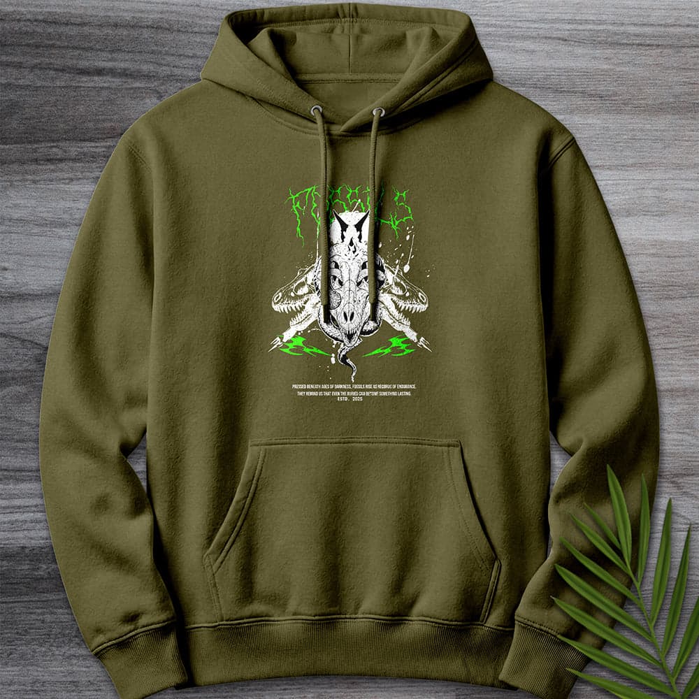 Hoodie M / Army Green Deep Metal Fossils Premium Hoodie