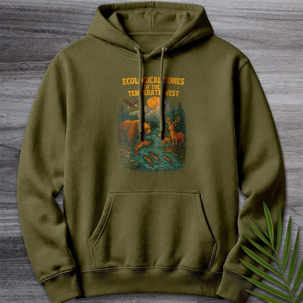 Hoodie M / Army Green Ecological Zones of The West Premium Hoodie