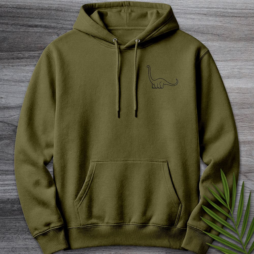 Hoodie M / Army Green Minimalist Brachiosaurus Line-Art Premium Hoodie
