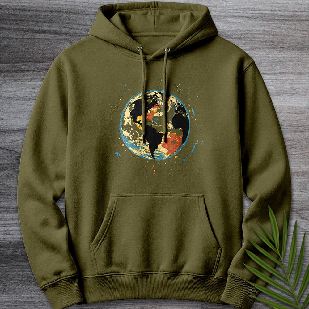 Hoodie M / Army Green Painted Earth Graphic Premium Hoodie