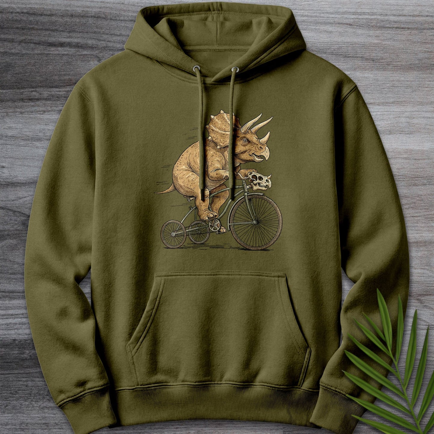 Hoodie M / Army Green Triceratops Tricycle Premium Hoodie