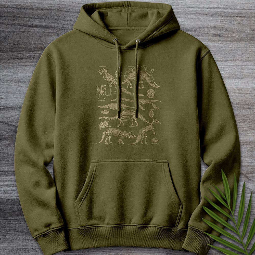 Hoodie M / Army Green Vintage Paleontological Remains Premium Hoodie