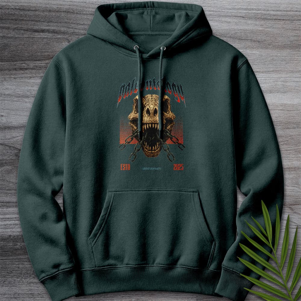 Hoodie S / Sports Green Metal T-Rex Skull and Chains Premium Hoodie