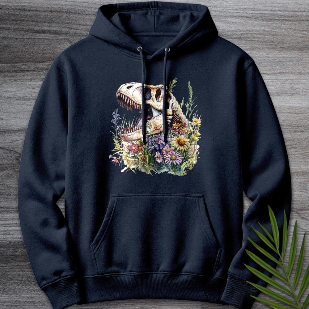 Hoodie XS / Navy Blossoming T.rex Fossil Premium Hoodie