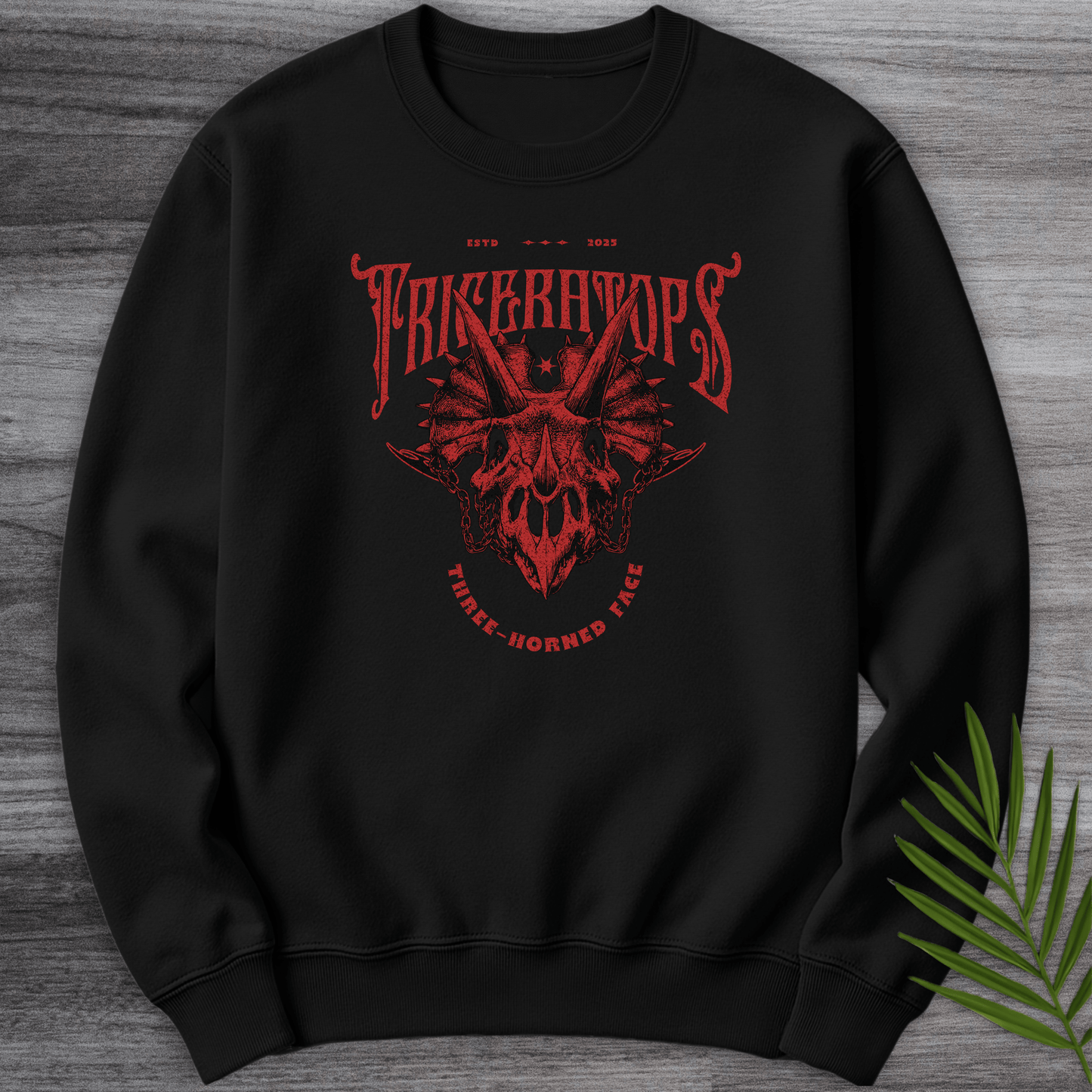 Sweatshirt Black / S Gothic Three-Horned Face Crewneck