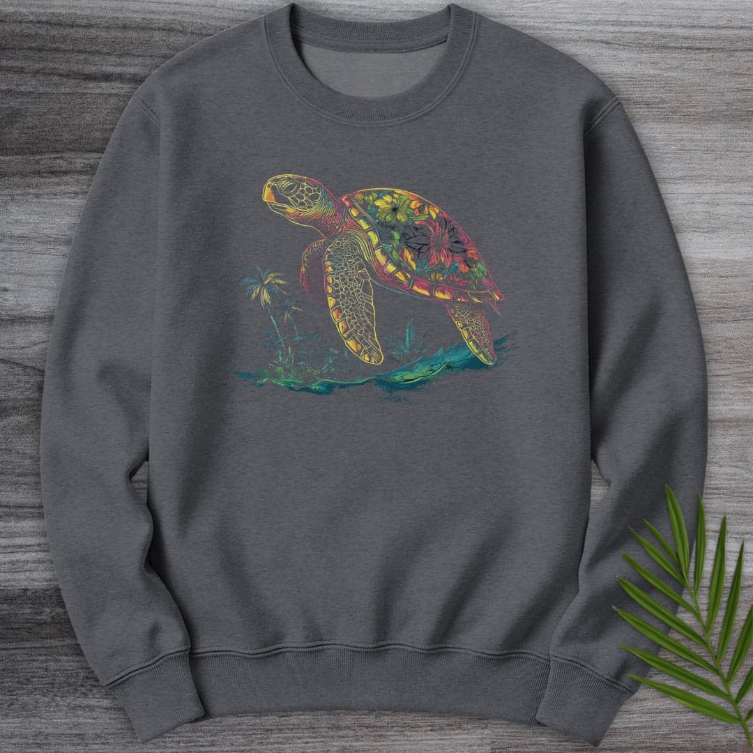 Sweatshirt Dark Heather / S Colorful Island Turtle Crewneck