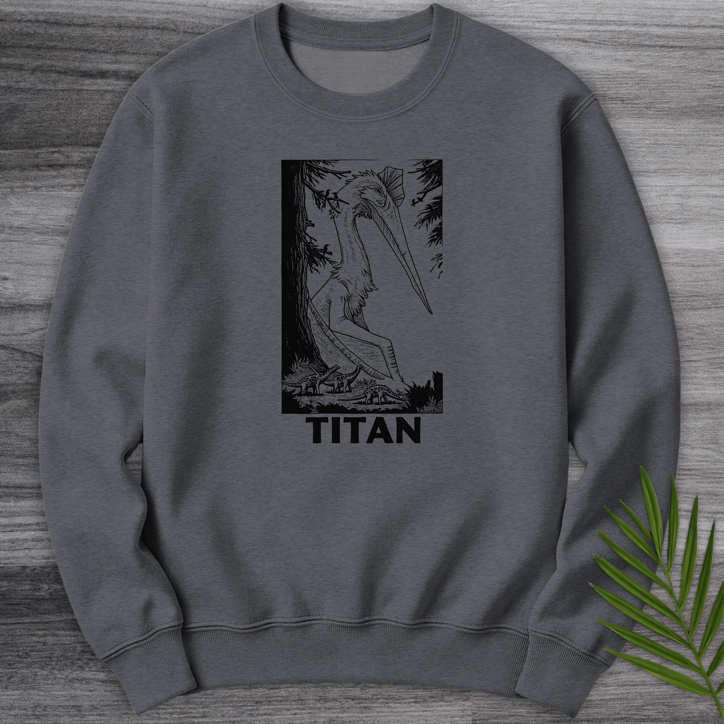 Sweatshirt Dark Heather / S Linocut Quetzalcoatlus Design Crewneck