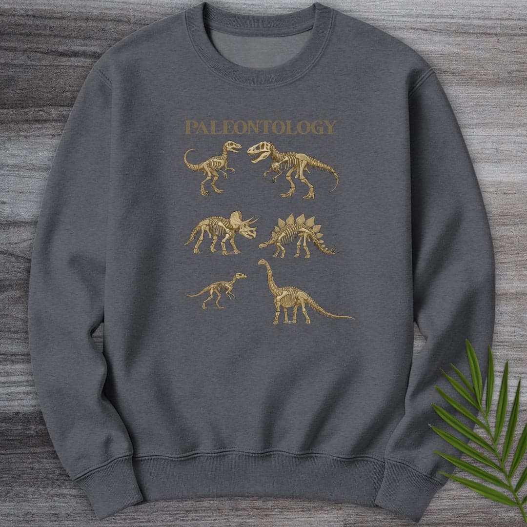 Sweatshirt Dark Heather / S Paleontology Vintage Fossils Crewneck