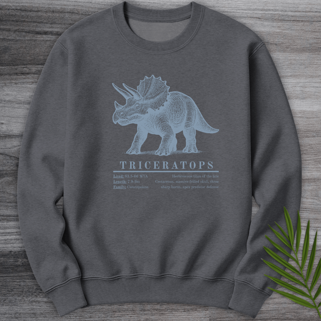 Sweatshirt Dark Heather / S Triceratops Herbivorous Titan Crewneck