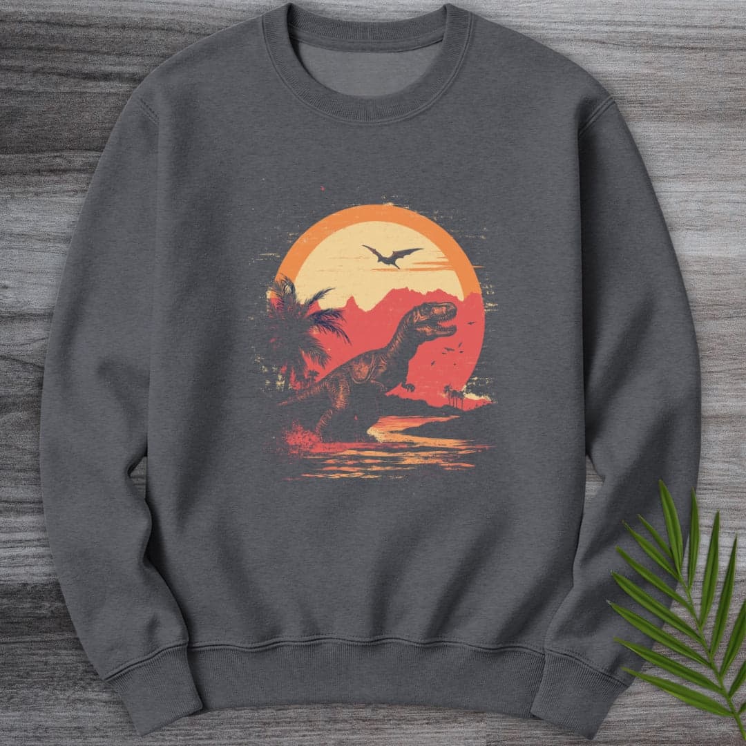 Sweatshirt Dark Heather / S Vintage Mesozoic Retro Jungle Crewneck