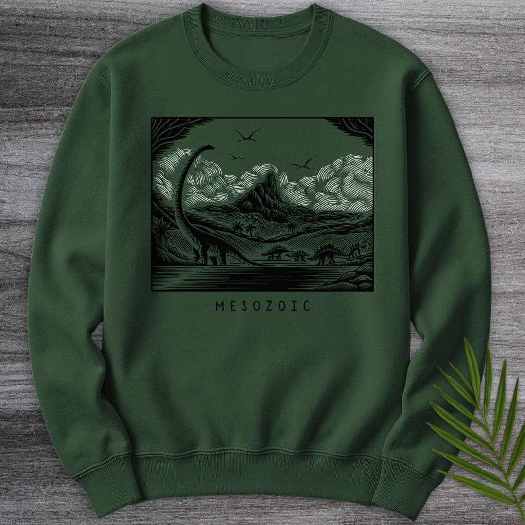Sweatshirt Forest Green / S Into the Mesozoic Linocut Crewneck