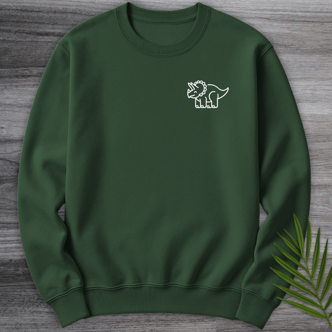 Sweatshirt Forest Green / S Minimalist Triceratops Line-Art Crewneck