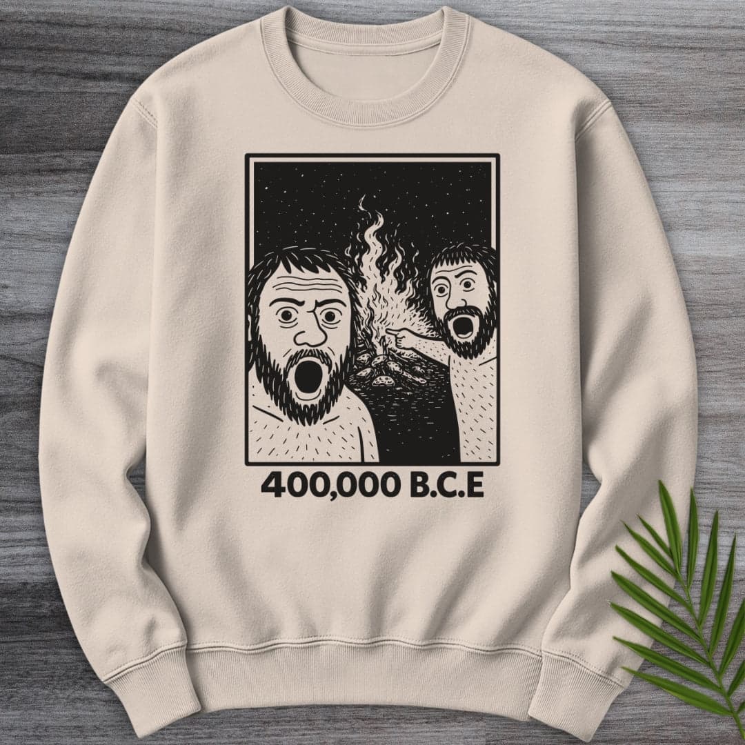 Sweatshirt Sand / S Cavemen Discover Fire Crewneck