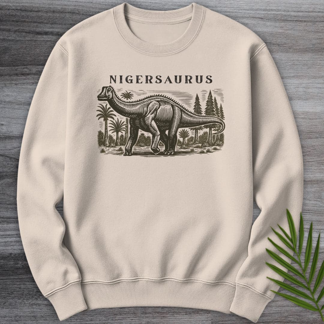 Sweatshirt Sand / S Linocut Nigersaurus Environment Crewneck