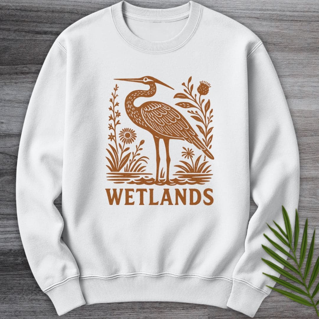 Sweatshirt White / S Wetland Heron Flora Crewneck