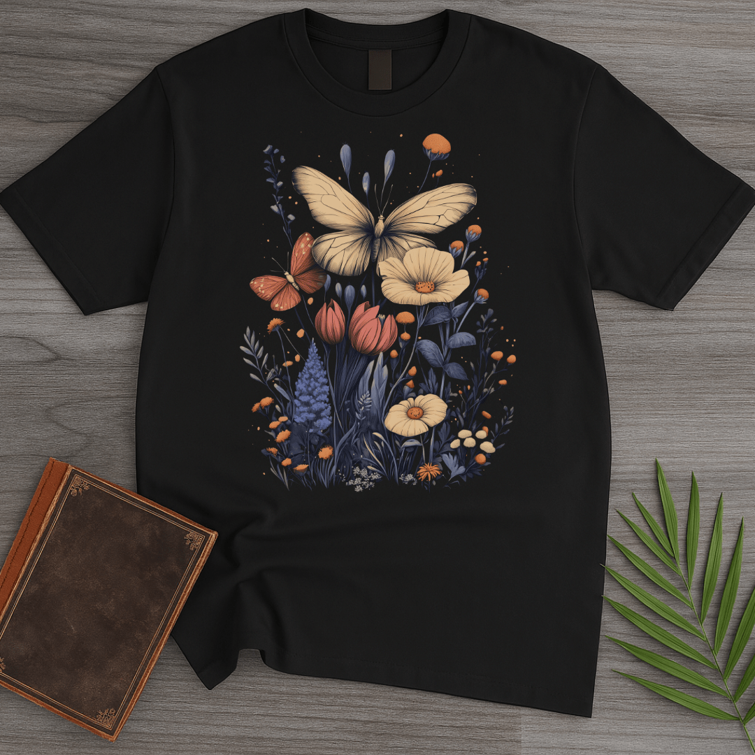 T-Shirt Black / S Butterflies in Bloom Garden T-Shirt