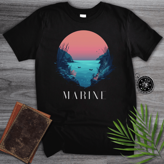 T-Shirt Black / S Marine: Ocean at Sunset T-Shirt