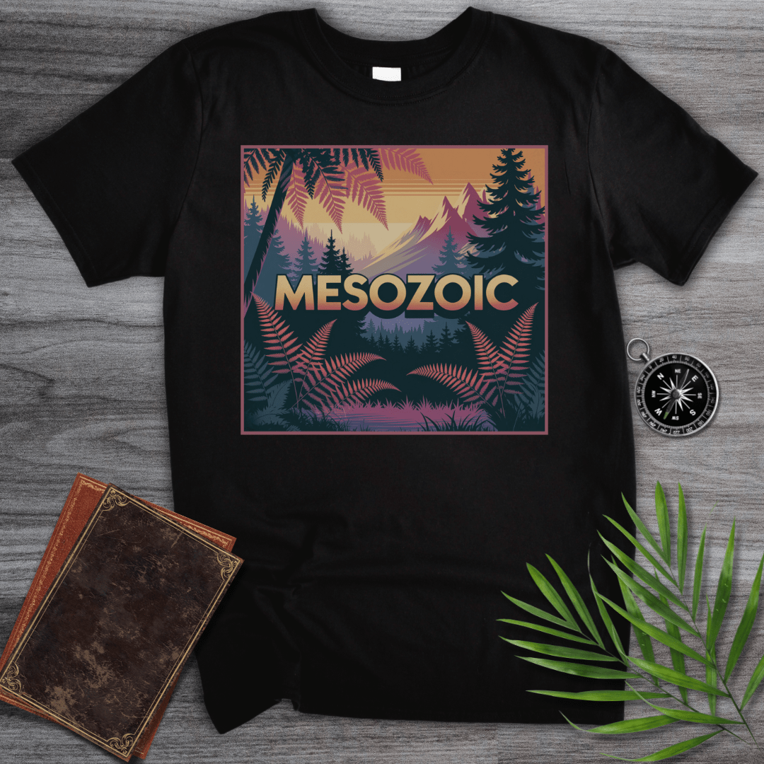 T-Shirt Black / S MESOZOIC: Prehistoric Sunset Jungle Scene