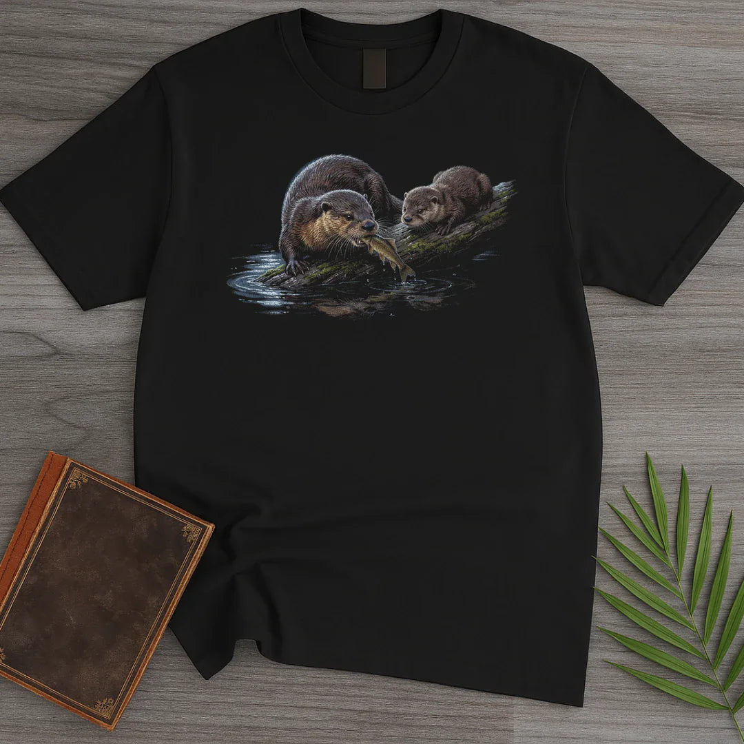 T-Shirt Black / S Moonlit River Otters T-Shirt