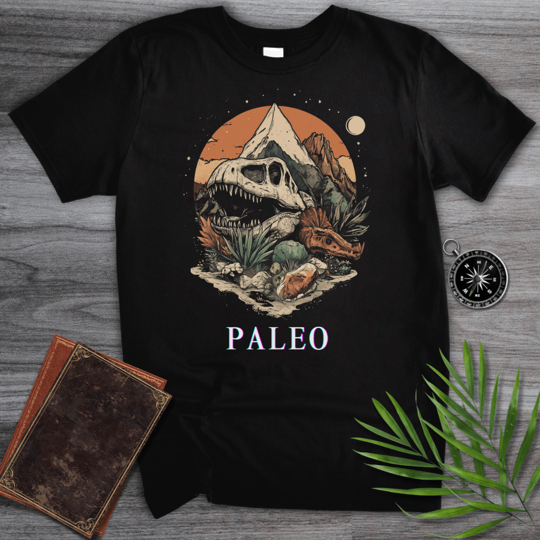 T-Shirt Black / S Paleo T-Rex Fossil & Mountain T-Shirt