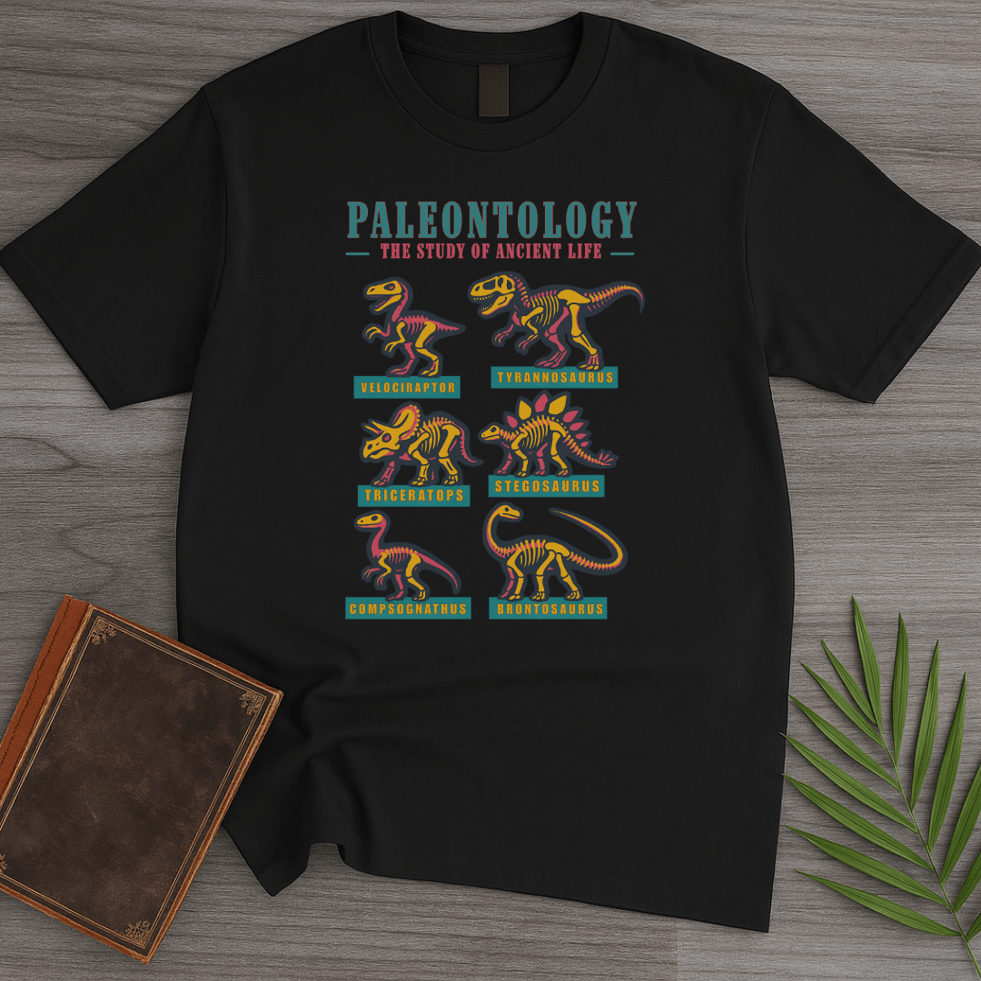 T-Shirt Black / S Paleontology Vintage Fossil Names T-Shirt
