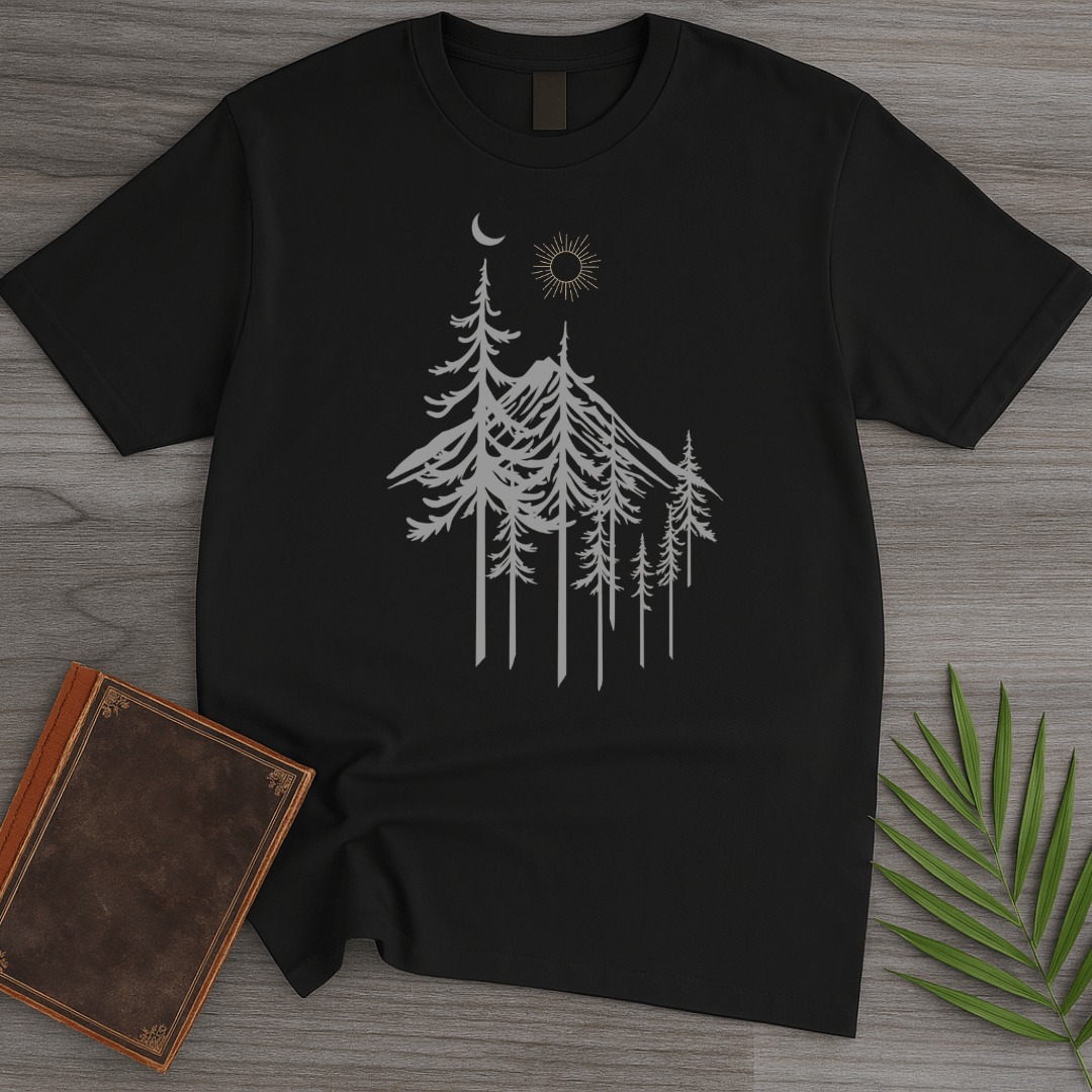 T-Shirt Black / S Pine Forest Sun and Moon T-Shirt