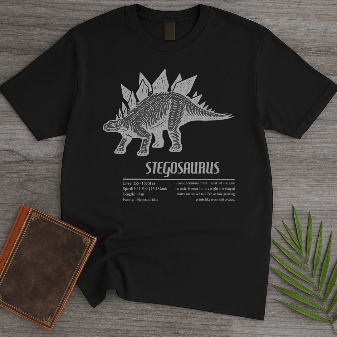 T-Shirt Black / S Stegosaurus, The Roof Lizard T-Shirt