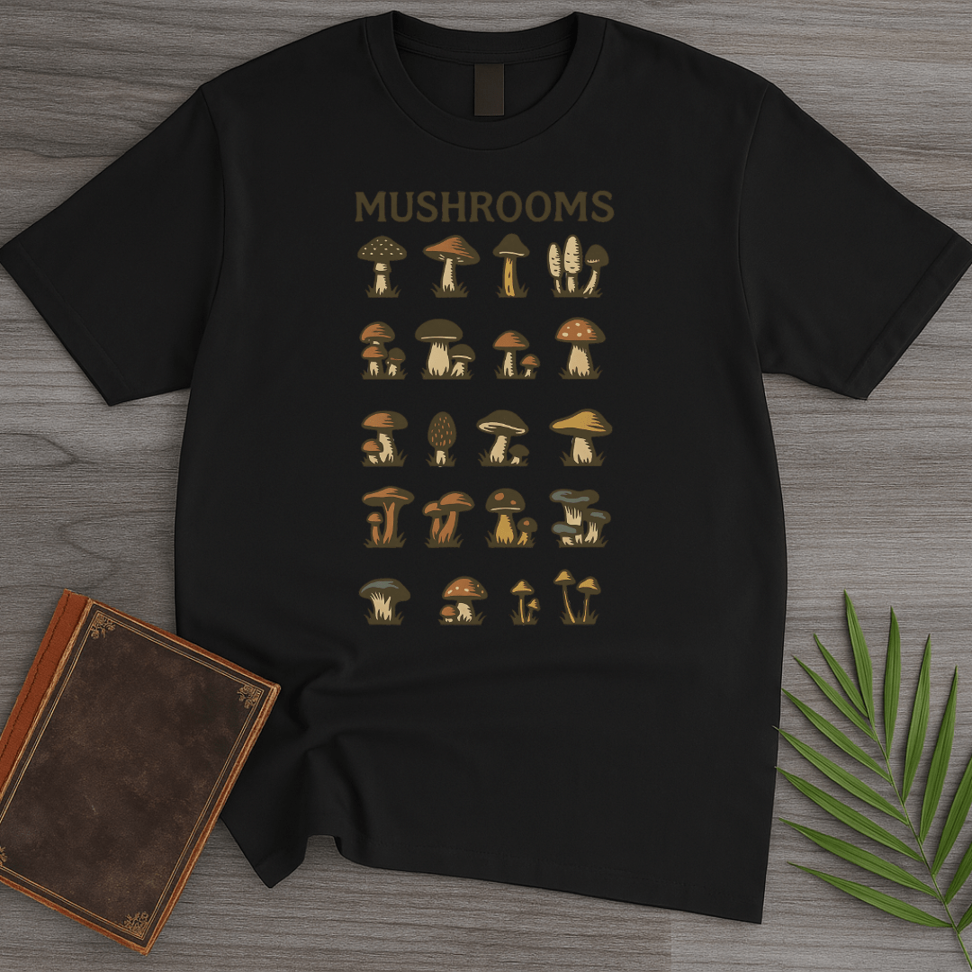 T-Shirt Black / S Vintage Illustrated Mushroom Guide T-Shirt