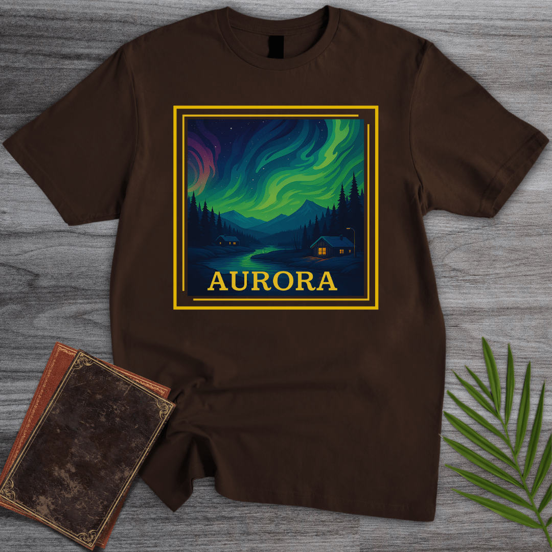 T-Shirt Dark Chocolate / S Aurora Borealis, Northern Nightscape T-Shirt