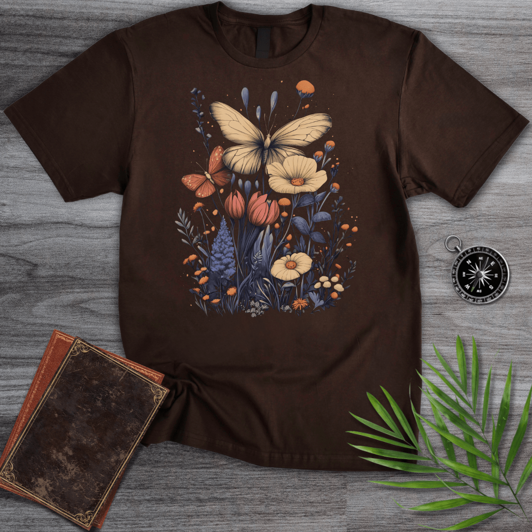 T-Shirt Dark Chocolate / S Butterflies in Bloom Garden T-Shirt