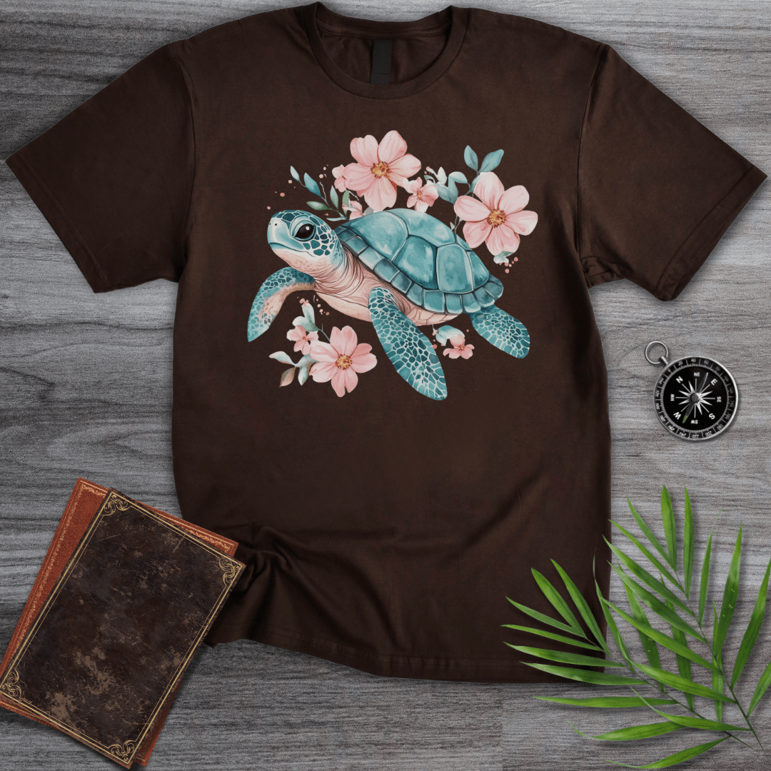 T-Shirt Dark Chocolate / S Floral Reef Sea Turtle T-Shirt