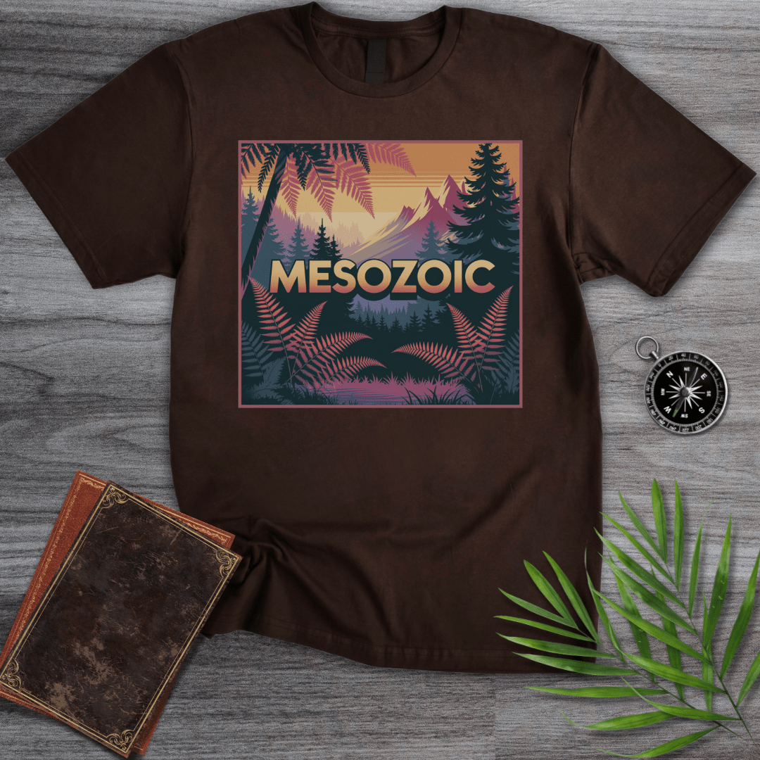 T-Shirt Dark Chocolate / S MESOZOIC: Prehistoric Sunset Jungle Scene