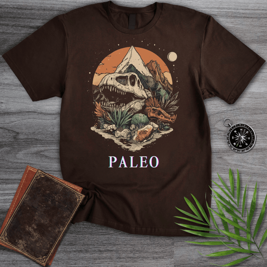 T-Shirt Dark Chocolate / S Paleo T-Rex Fossil & Mountain T-Shirt