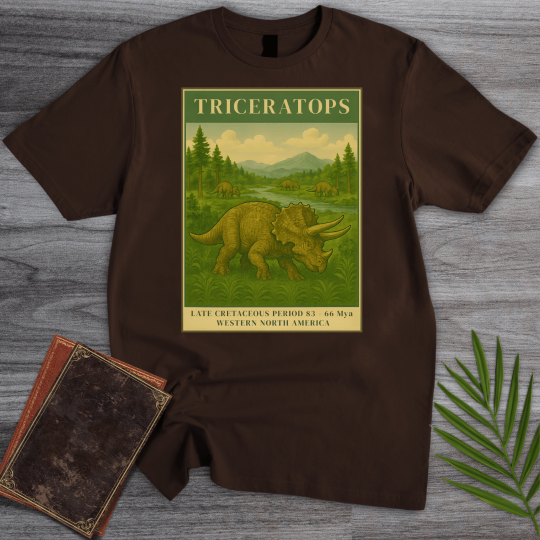 T-Shirt Dark Chocolate / S Vintage Late Cretaceous Triceratops T-Shirt