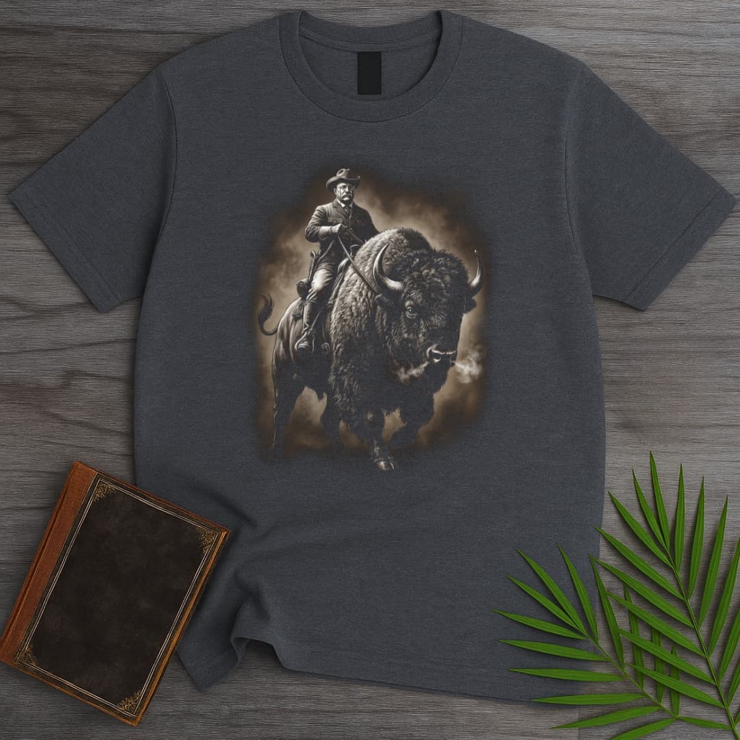T-Shirt Dark Heather / S Americas 250th Frontier Roosevelt Bison T-Shirt