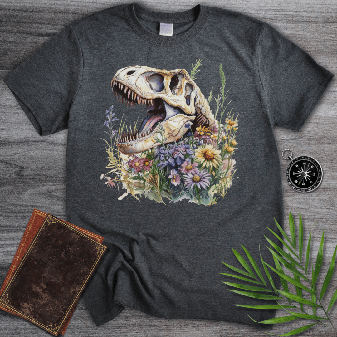 T-Shirt Dark Heather / S Blossoming T-Rex Fossil T-Shirt