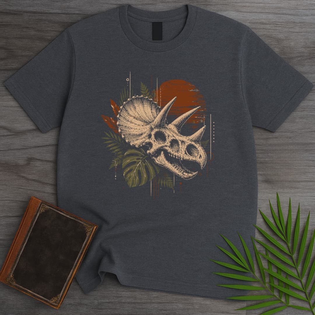 T-Shirt Dark Heather / S Botanical Mesozoic Triceratops T-Shirt