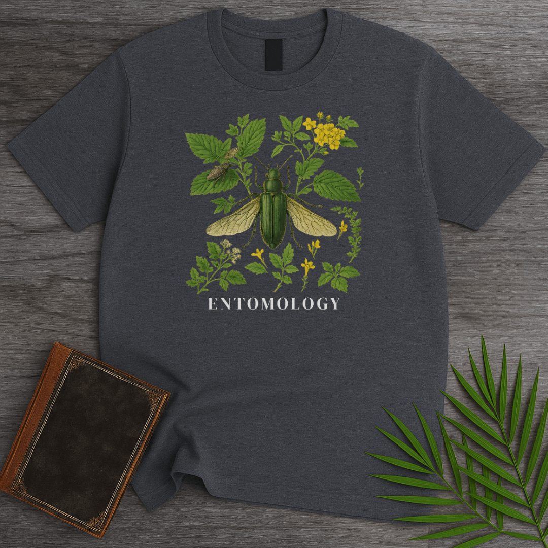 T-Shirt Dark Heather / S Entomology: Green Beetle T-Shirt